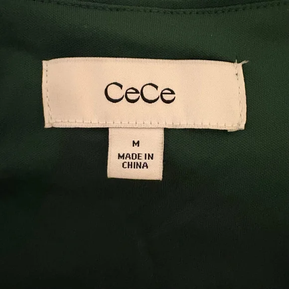 CeCe Emerald Green Sequin Godet Short Sleeve Shimmer Dress M - Picture 11 of 14